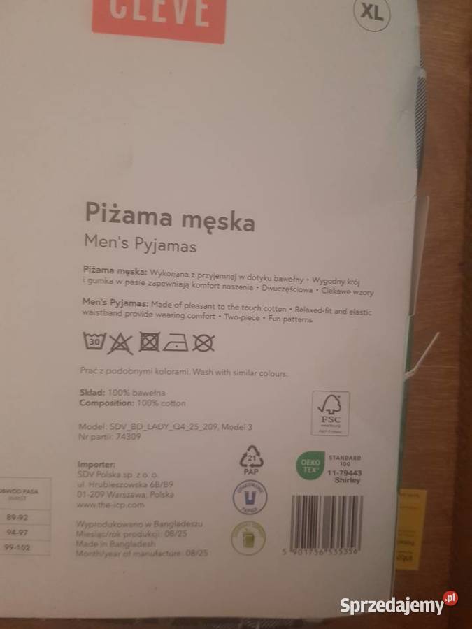 Piżama świąteczna męska rozmiar XL