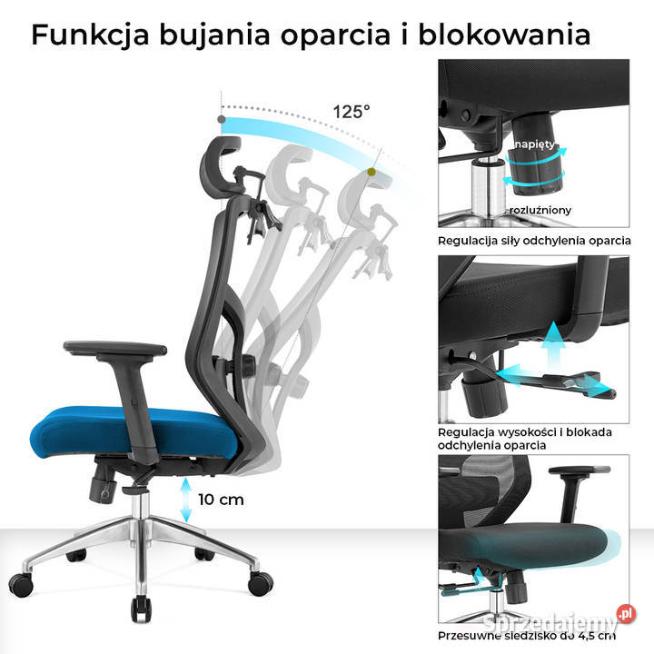 Fotel biurowy ergonomiczny Rosa niebieski ANGEL Jarosław sprzedam