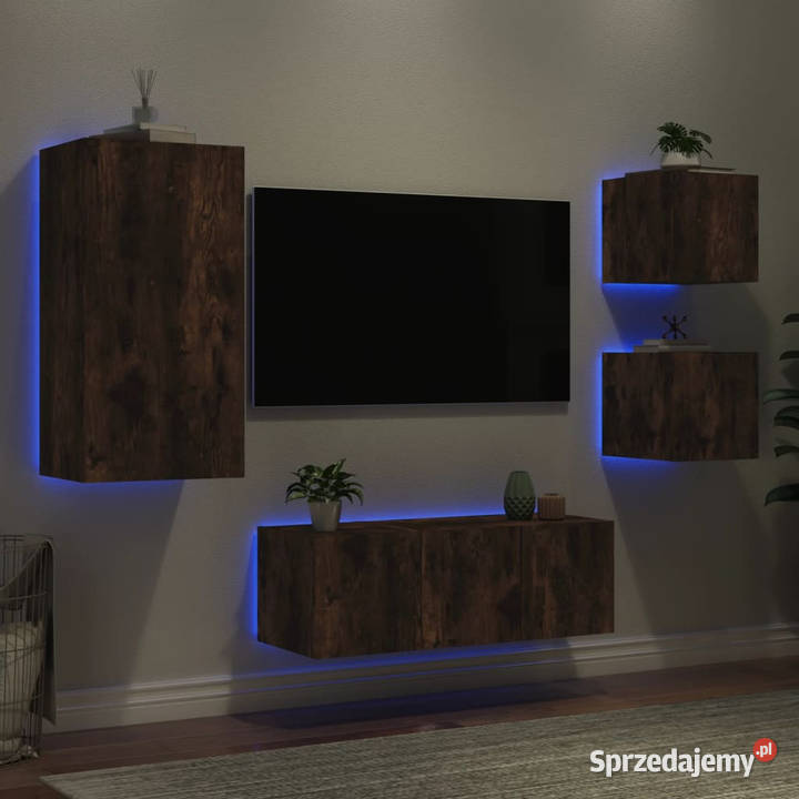 5częściowy zestaw mebli TV z LED przydymiony dąb mazowieckie Warszawa