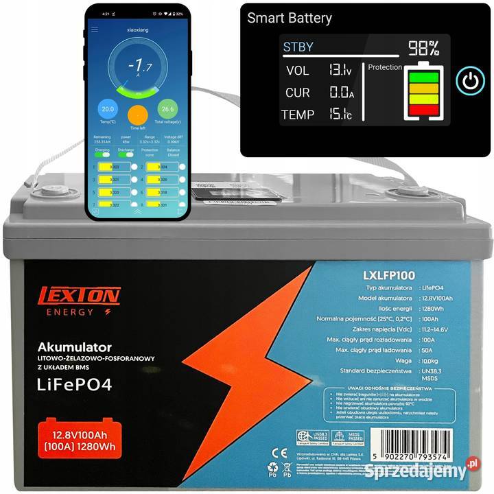 AKUMULATOR 12V 100AH LiFePO4 BMS DO ŁODZI PIECA Akumulatory Gniezno