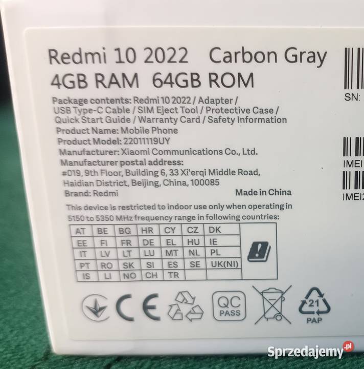 Xiaomi Redmi 10 2022 Carbon Grey 4GB RAM 64GB Zbylitowska Góra