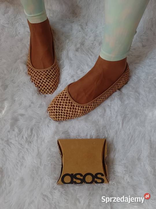 40 ASOS Design Brązowe baleriny ażurowe z małopolskie Kraków