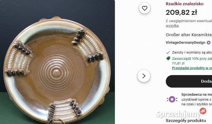 Niepowtarzalny Duży Stary Talerz Ceramiczny