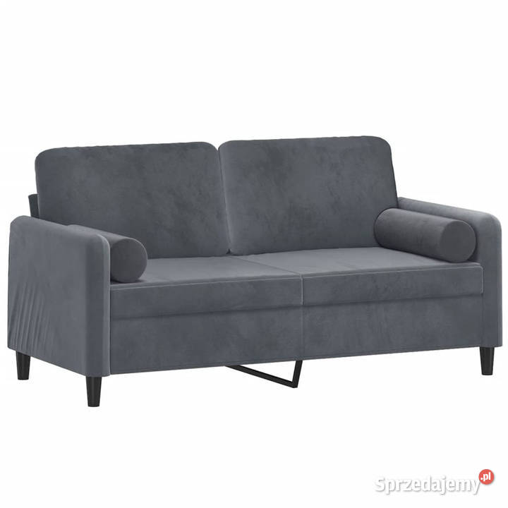 2osobowa sofa z poduszkami ciemnoszara 140