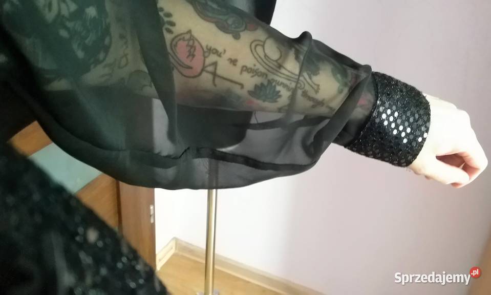 Czarna koszula mgiełka z kołnierzykiem cekiny Krosno sprzedam