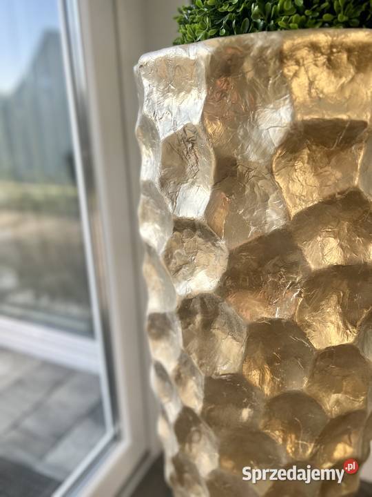 Złota donica perłowa muszelkowa Glamour Premium