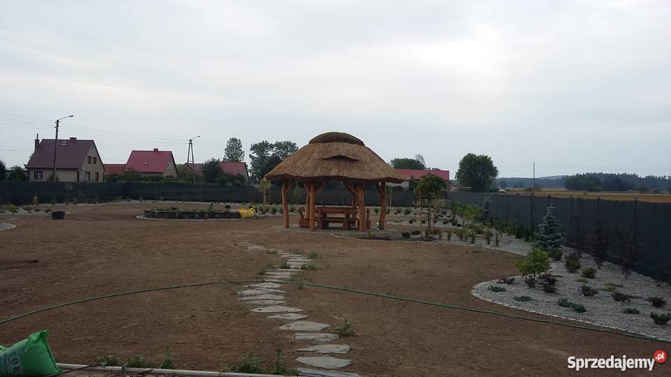 Altany huśtawki kryte trzcina strzecha drewno Konin