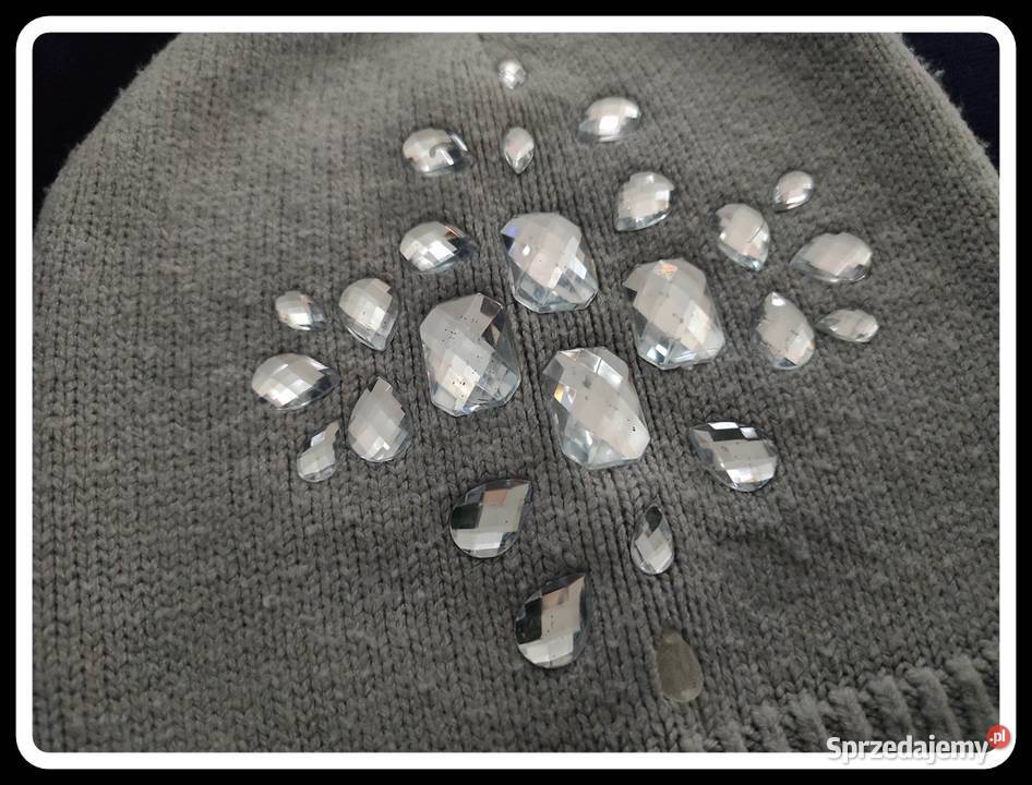 Szara czapka ze świecidełkami Dla kobiet Płock