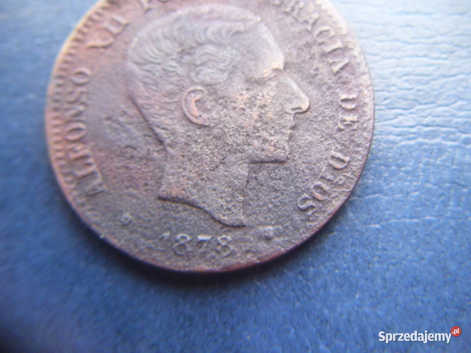 Stare monety 10 centym 1878 Hiszpania 2 Lesko