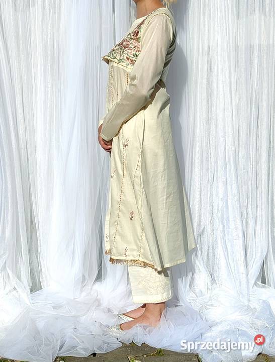 Długa sukienka bawełniana M 38 haftowana Moda i Styl Szczecin