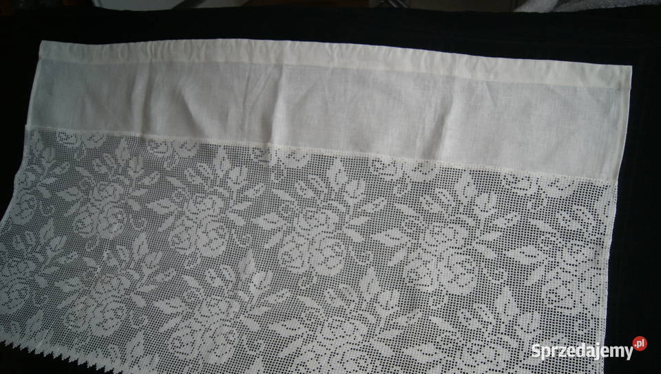 Firaneczka shabby chic bawełniana koronka len Dobroszyce