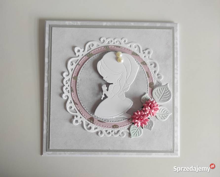 Kartka ręcznie robiona Komunia Święta handmade Antyki, Sztuka, Kolekcje łódzkie Łódź