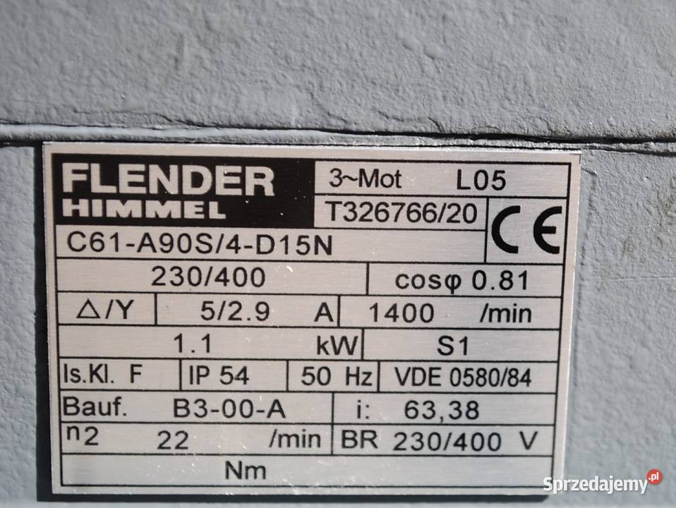 Motoreduktor kątowy 11kw 22obrmin z hamulcem Kargowa