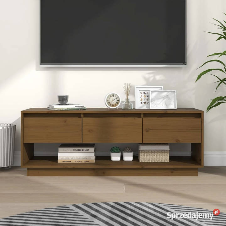 Szafka pod TV miodowy brąz 1105x34x40 lite