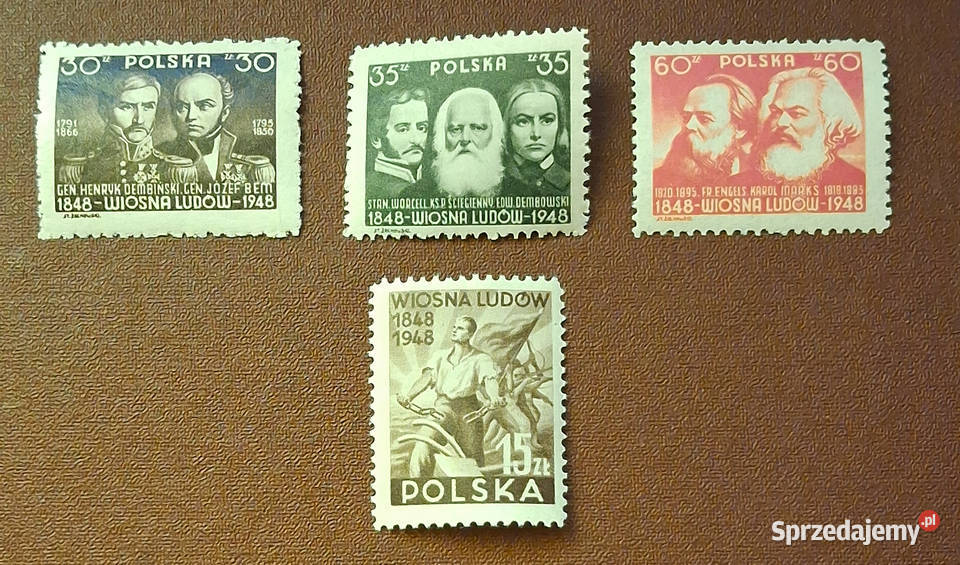 Znaczki Pocztowe 1948 Wiosna Ludów Czysta Seria Łódź sprzedam