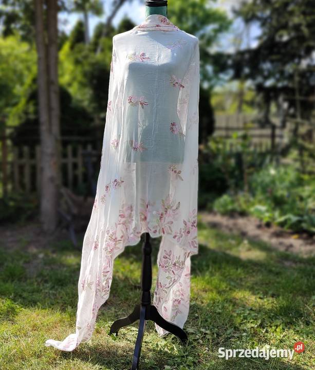 Duża chusta szal dupatta kolorowy haft szyfon Dla kobiet Szczecin sprzedam