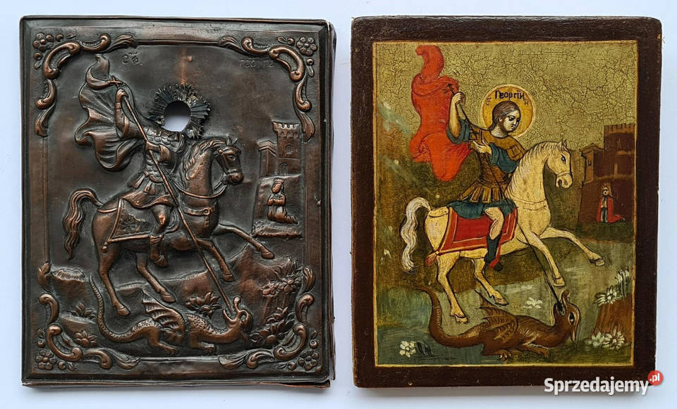 Ikona Święty Jerzy 0332 Antyki, Sztuka, Kolekcje mazowieckie