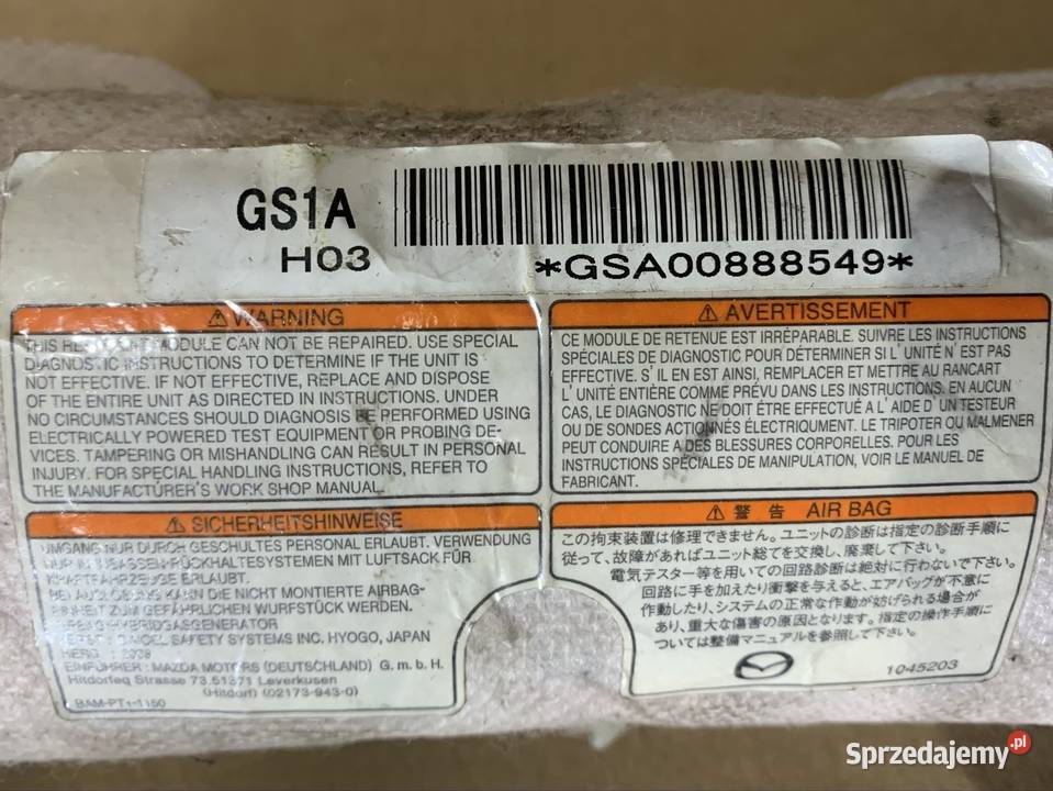 GS1A poduszka airbag fotela mazda 6 II gh 0813 zachodniopomorskie Szczecin