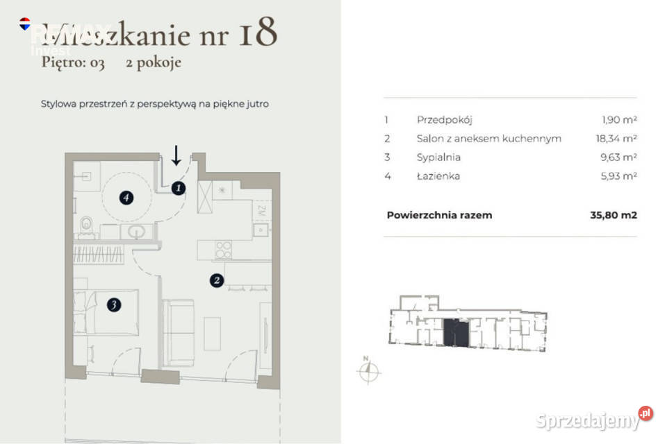 Mieszkanie z balkonem 2 pokoje BielskoBiała 35.8m2 śląskie