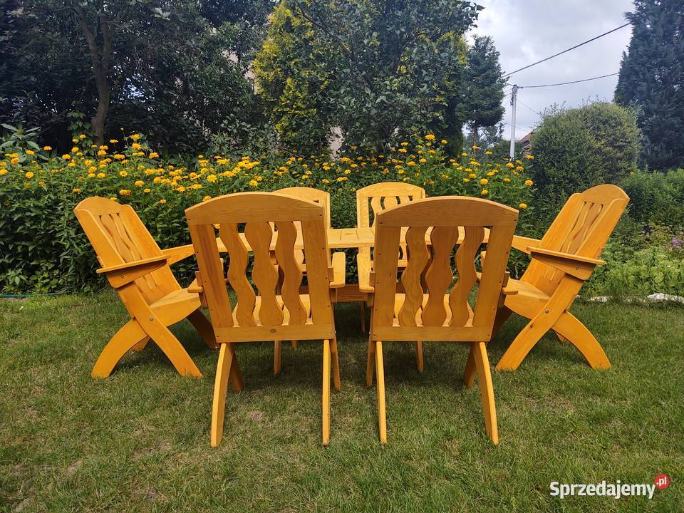 Zestaw mebli ogrodowych składanych drewniane drewno śląskie sprzedam