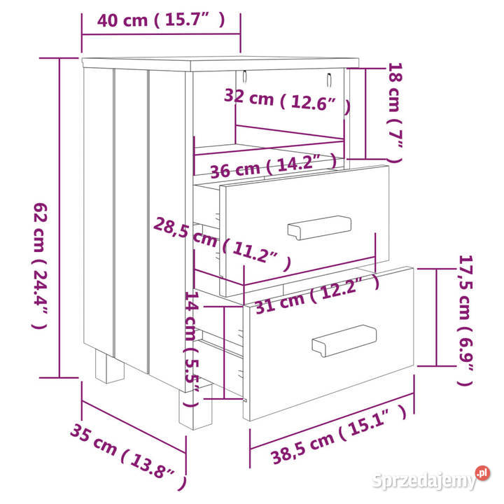 Szafka nocna HAMAR jasnoszara 40x35x62 drewno sprzedam
