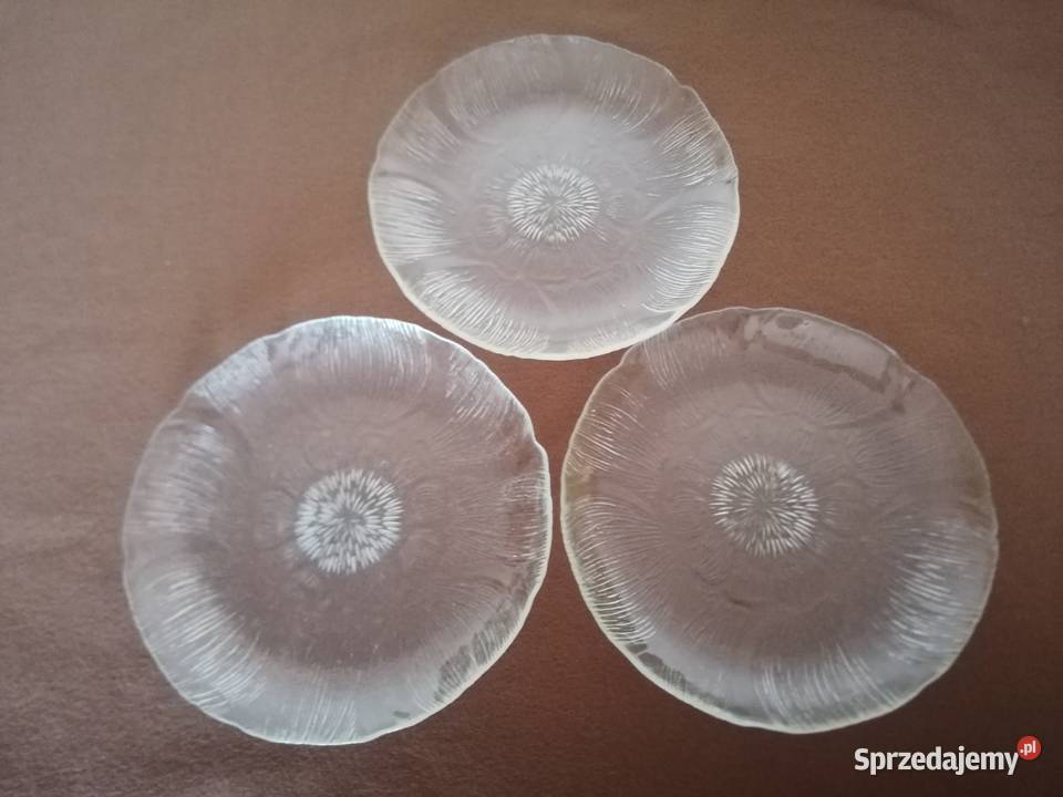 Szklany talerz skamielina średnica 19 Łódź