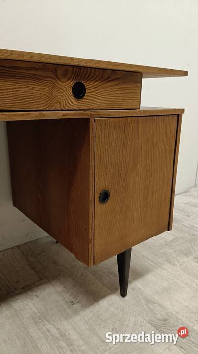 biurko PRL dwustronne vintage design z Radomsko