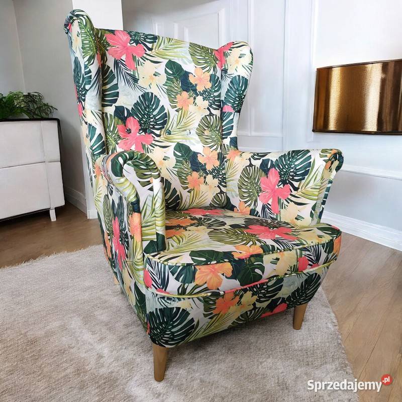 Fotel Uszak Wzorzysty Monstera Różne Kolory Tarchały Małe
