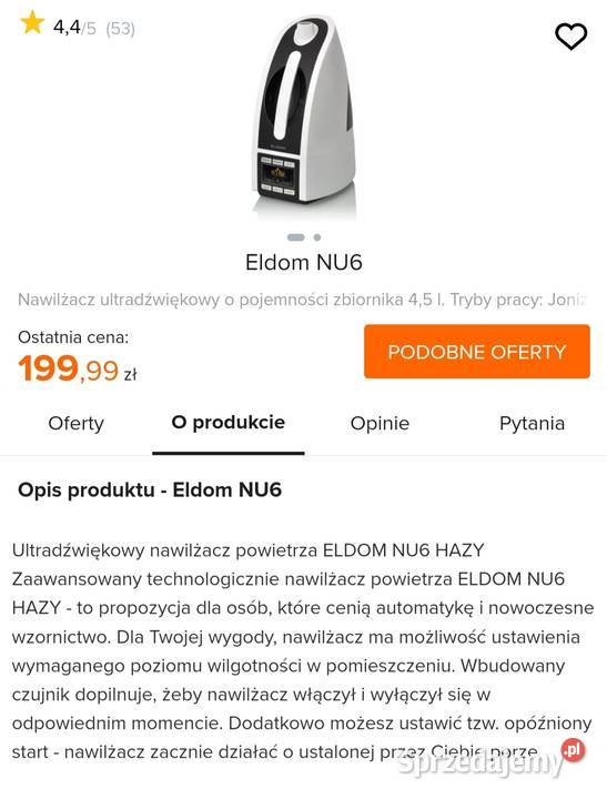 Nawilzacz powietrza eldom nu6 Dziećmorowice sprzedam