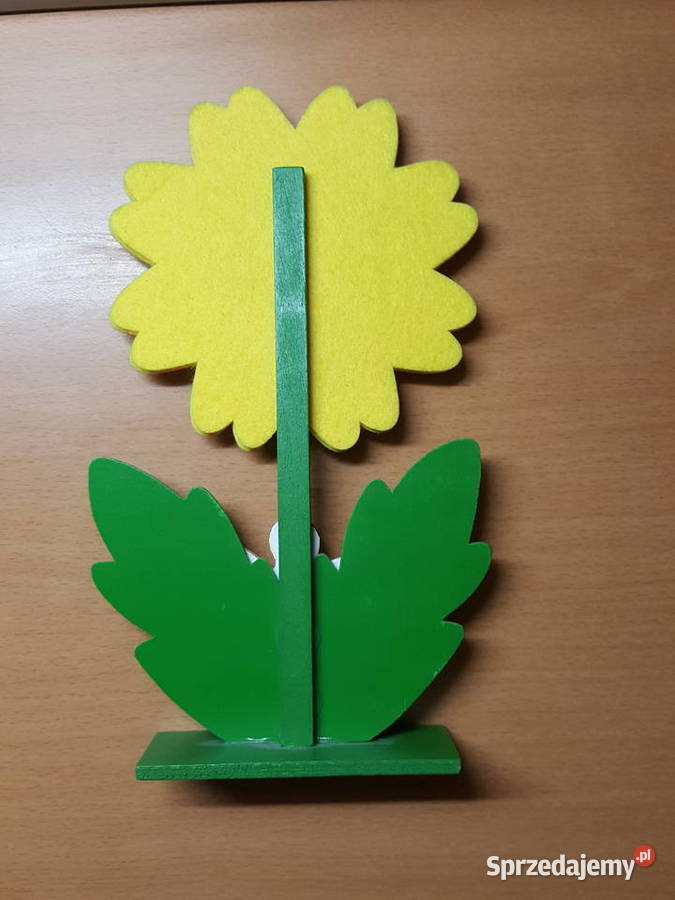 DEKORACJA drewniana kwiatek ozdobny stojący Złotniki