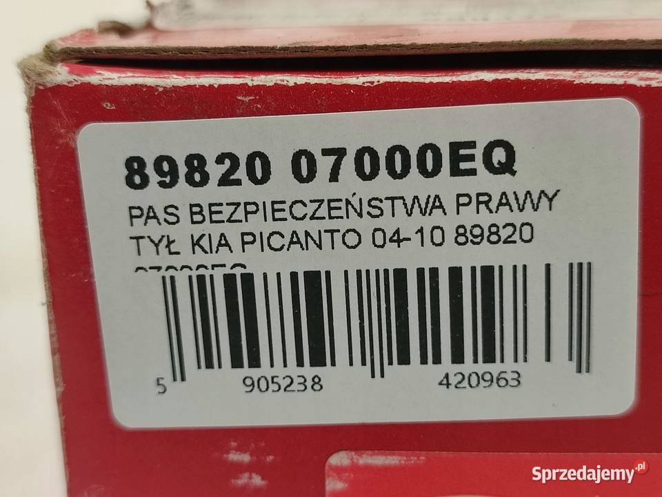 PAS BEZPIECZEŃSTWA PRAWY TYŁ KIA PICANTO BA