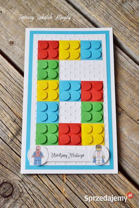 Kartka urodzinowa chłopca Lego ręcznie robiona Słupsk