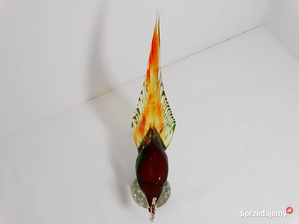 Szklana figurka koguta rajski ptak zwierzę Biłgoraj