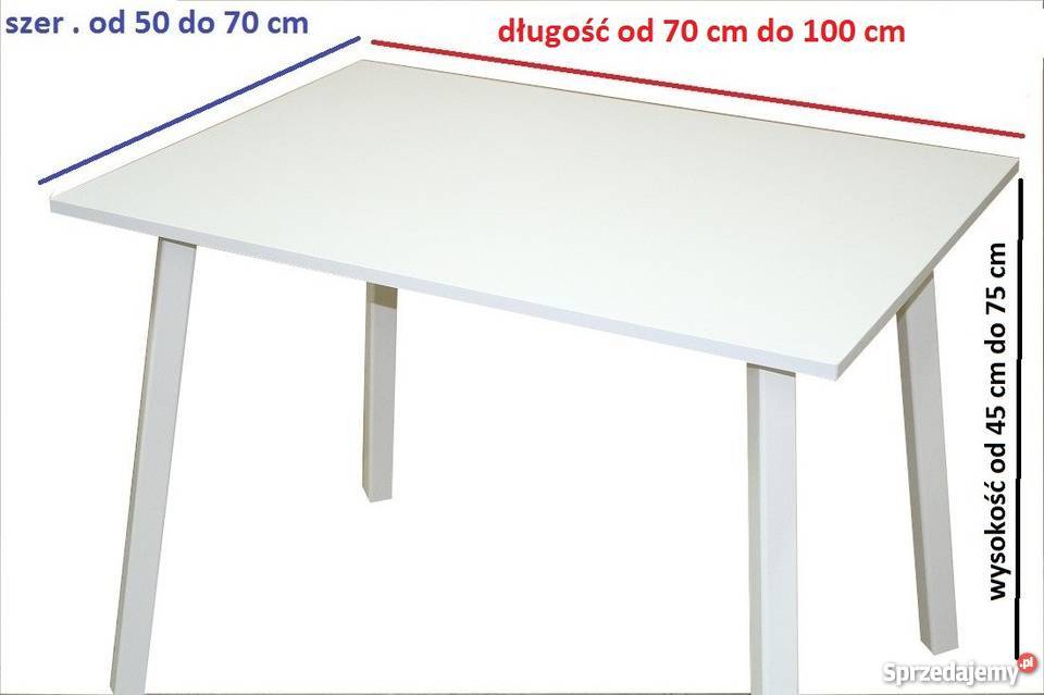 STÓŁ PROSTOKĄTNY KUCHENNY BIAŁY ŁAWA 100 70 MDF Tołkiny