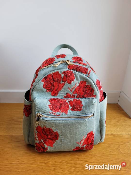 Niebeski plecak w czerwone kwiaty Kazar Liszki