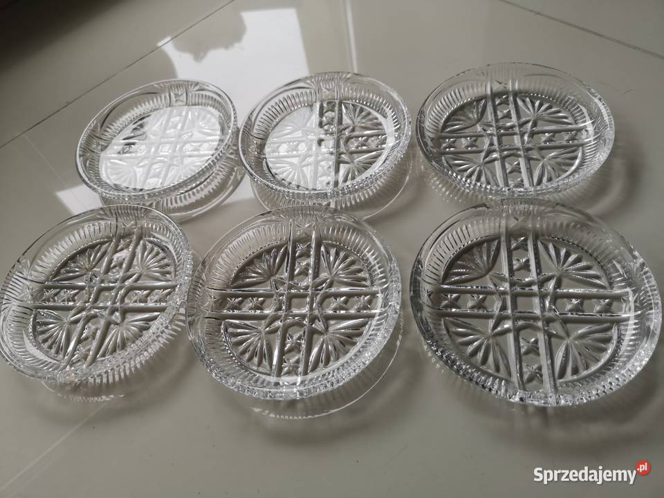 Zestaw talerzyków deserowych kryształowe vintage