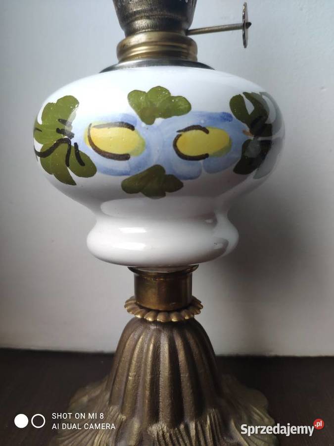 Stara niespotykana porcelanowa lampa naftowa 10 Antyki