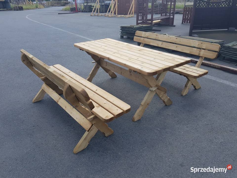 Komplet ogrodowy JURAND 2 ławki stół producent Piechowice