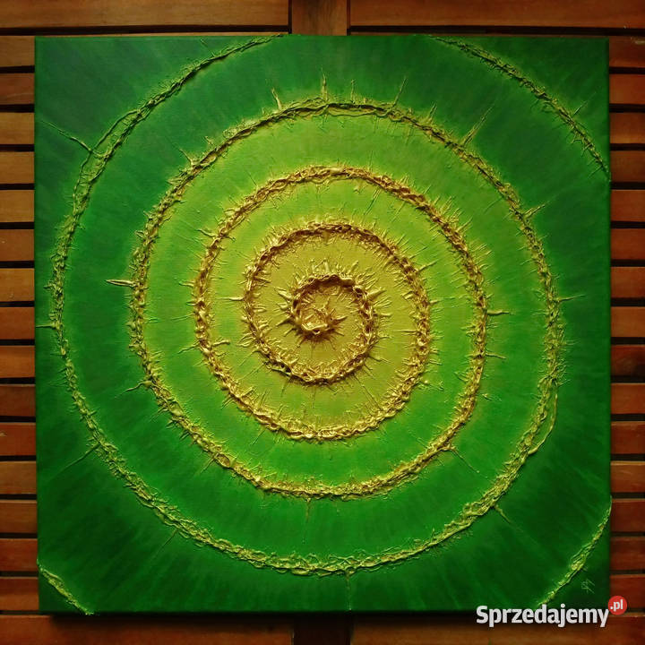 Obraz akryl płótno „Złota spirala #5” 50x50 cm, struktury