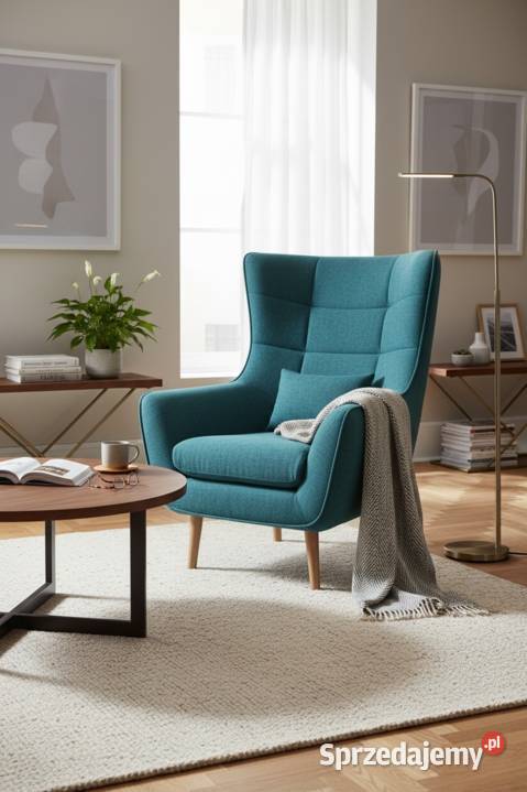 Fotel Tapicerowany Lord Niebieski Dostawa 0 Fotele Tarchały Małe