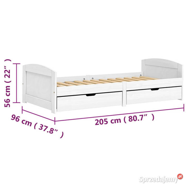 Łóżko dzienne 2 szuflady IRUN białe sosna 90x200 Warszawa sprzedam