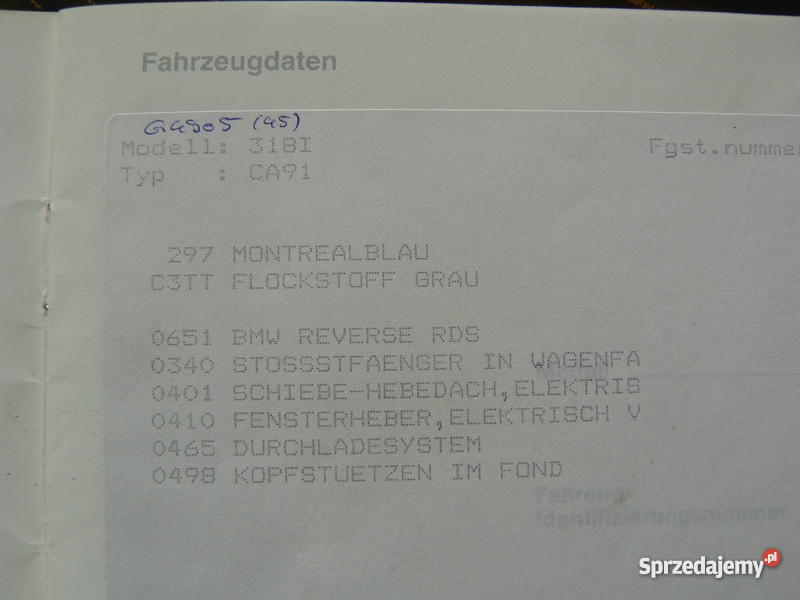 Ogłoszenie papierów BMW e36 ks serwisowa itd śląskie Gliwice