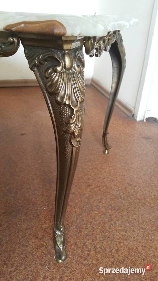 ANTYK STOLIK KAWOWY Z MARMUROWYM BLATEM