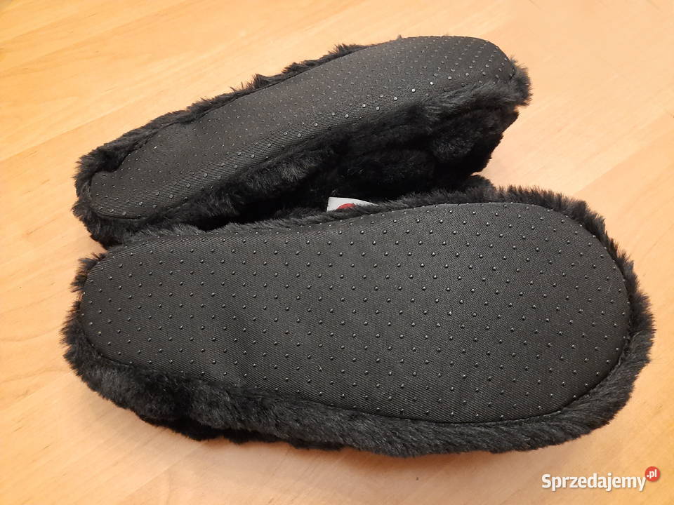 Nowe Antypoślizgowe Pluszowe Kapcie Pantofle czarny Warszawa sprzedam