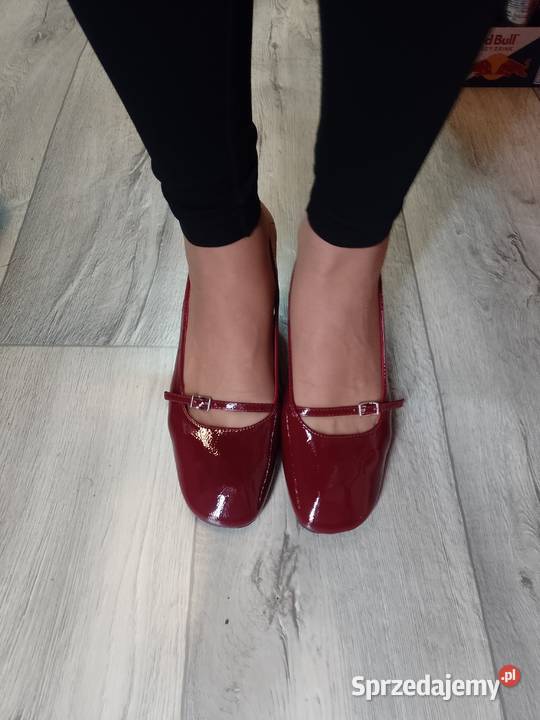 3940 Bordowe czółenka wieczorowe z odkrytą piętą Obuwie Kraków