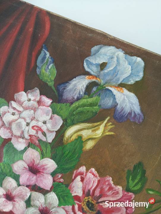 Obraz olejny kwiaty w wazonie styl old money