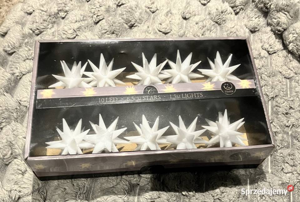 Girlanda LED 15 m 10 Gwiazdek Białe Złote Ciepła