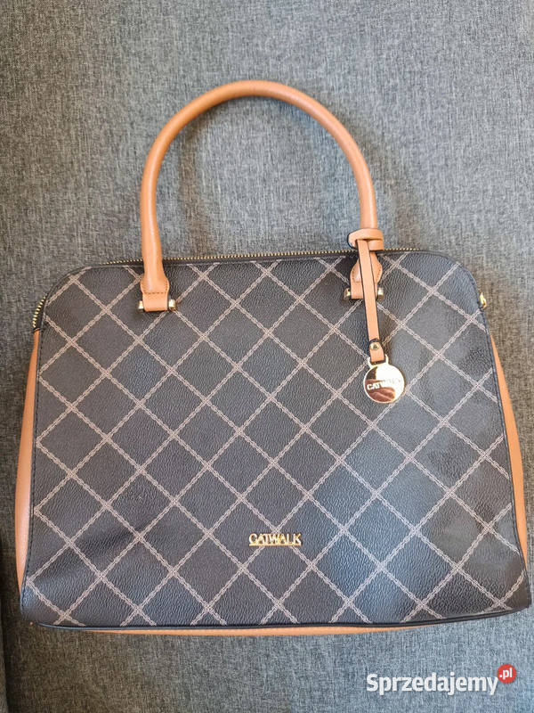 Duża brązowa karmelowa pojemna torebka catwalk z 26cm Dąbrowica