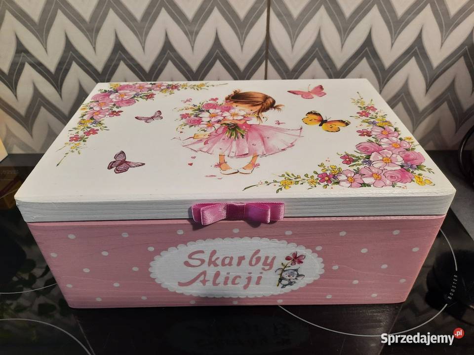 Kuferek z dziewczynką szkatułka decoupage Kędzierzyn-Koźle
