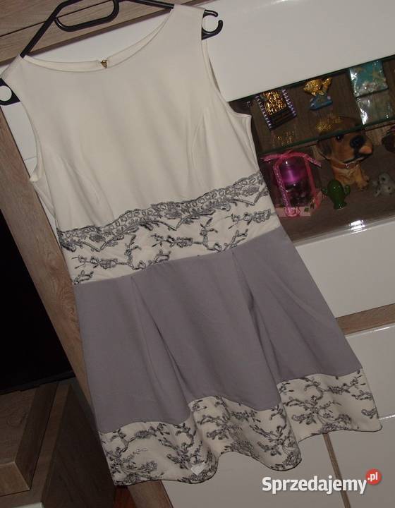 Elegancka haftowana sukienka wesele komunia r40 wielkopolskie Rawicz